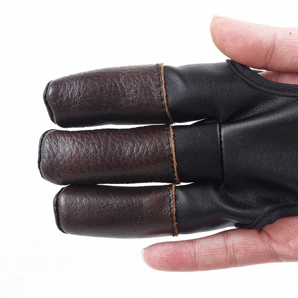 Gant de protection tir à l'arc trois doigts cuir PU anti-dérapant pour chasse et pêche sportive