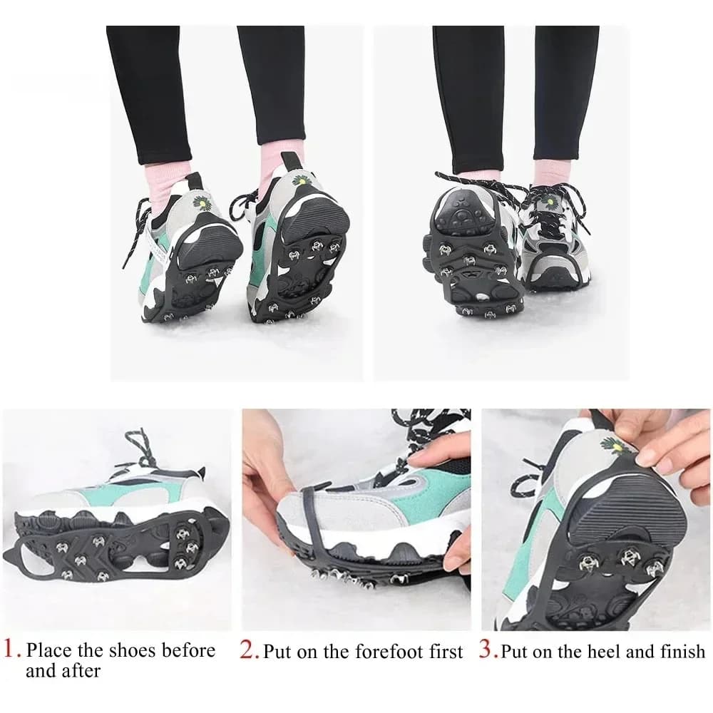 Crampons 8 pointes pour chaussures de pêche hivernale - Anti-dérapant glace et neige sécurité