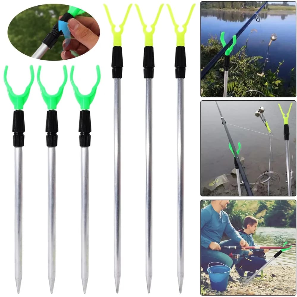 Support de canne à pêche métallique réglable type Y portable ultra-court fixation sol