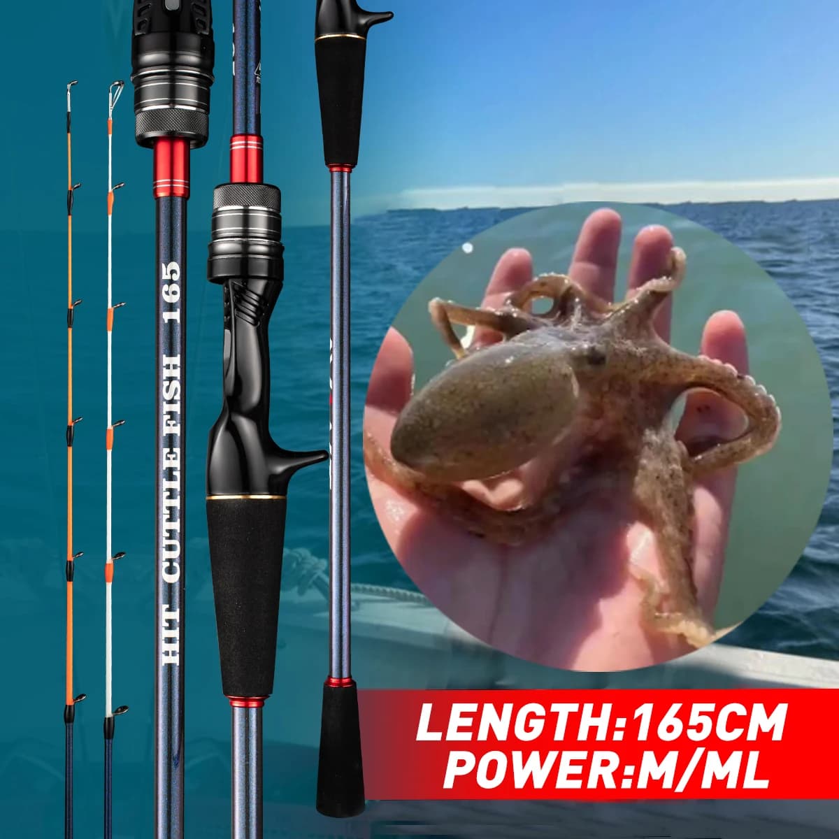 Canne casting carbone pour pêche au calmar, 20-120g, pointe ML/M, idéale débutants pêche jigging