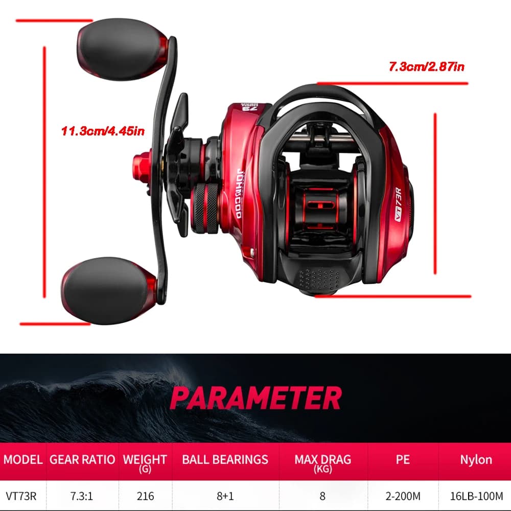Moulinet casting ultra-léger pour pêche black-bass brochet - Drag 8kg baitcasting reel léger
