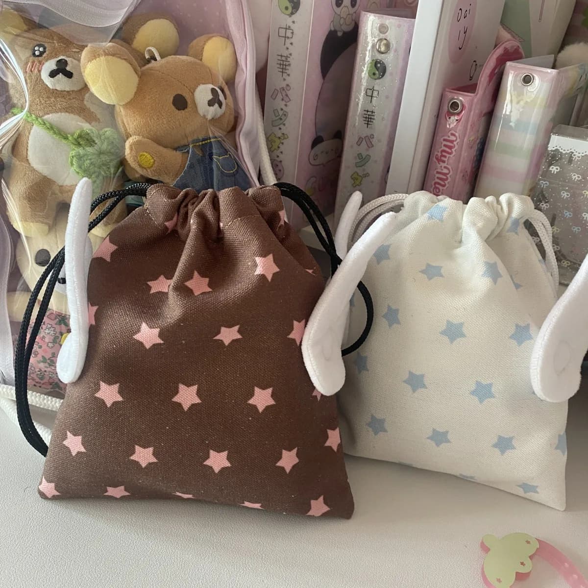 Sac à cordon étoilé motif fashion - Cosmetiques accessoires pêche - Toile anti-poussière portable