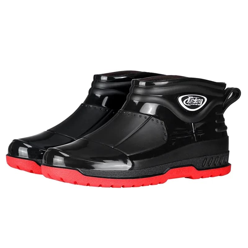 Bottes de pluie cheville homme doublées polaire - Chaussures cuisine extérieur antidérapantes confortables