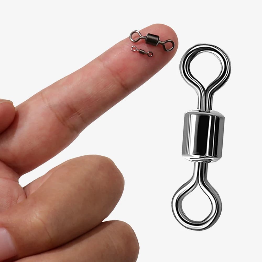 100 pièces roulements acier inoxydable barrel swivels pour pêche leurres et lignes coffret accessoires