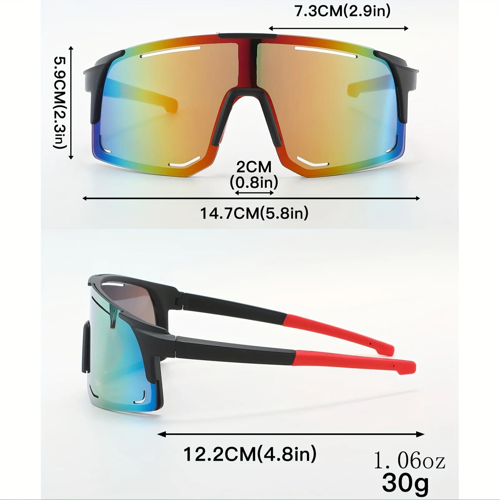 Lunettes de soleil sportives enveloppantes unies pour pêche et cyclisme - UV400 homme femme