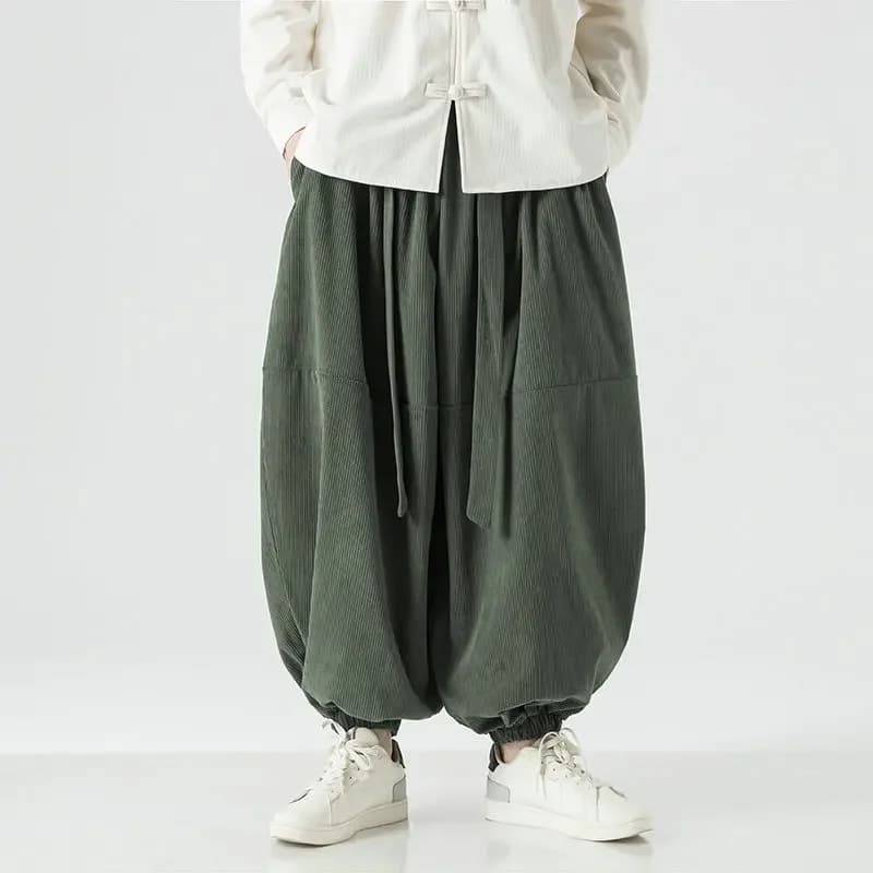 Pantalon oversize velours côtelé large pour pêche confortable homme femme élastique