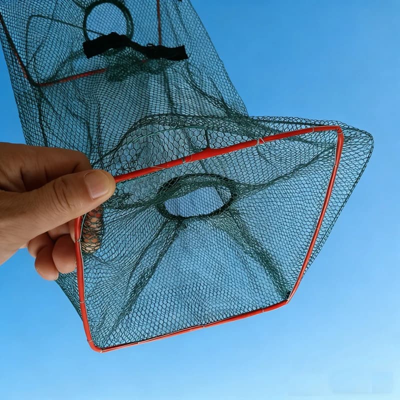 Filet de pêche pliable en nylon - Piège à appâts portable pour capturer poissons, crevettes, crabes et anguilles