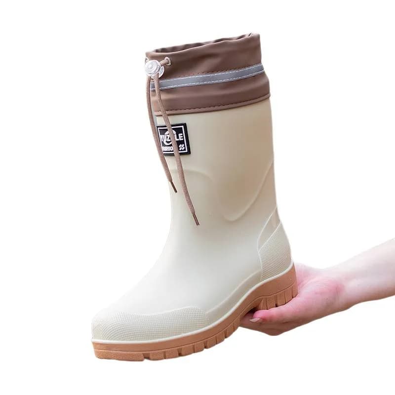 Bottes de pêche homme mi-mollet anti-dérapantes imperméables chaudes confortables PVC