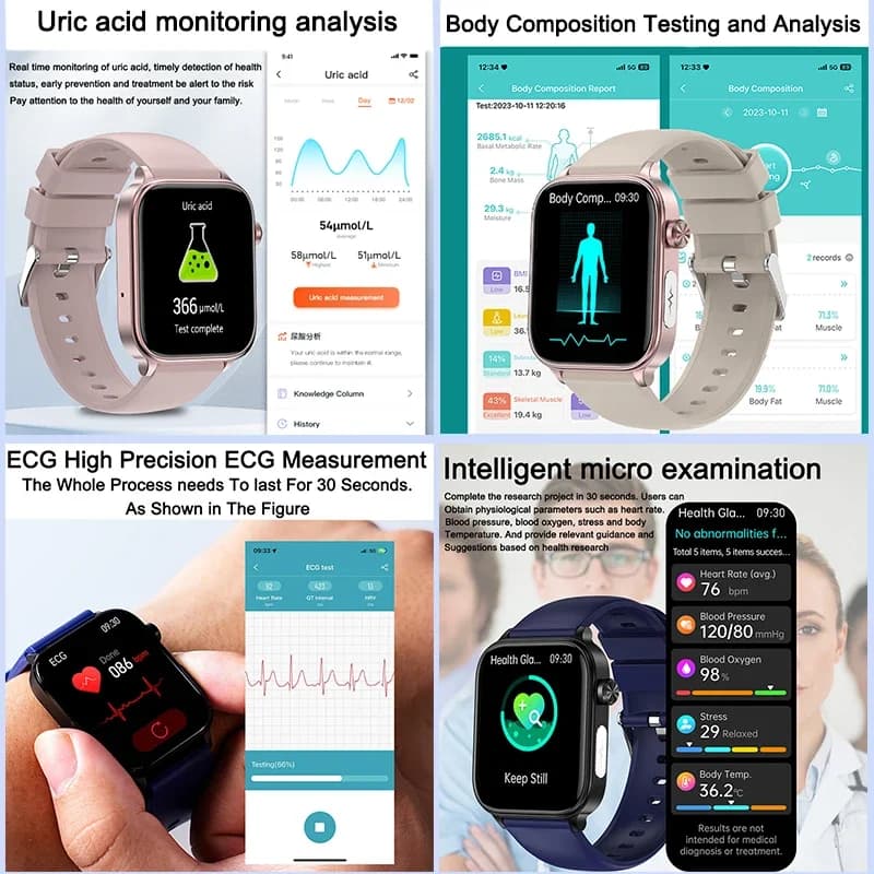 Montre intelligente diagnostic IA 2025 - Analyse lipides, acide urique et cycle féminin pour pêcheuses
