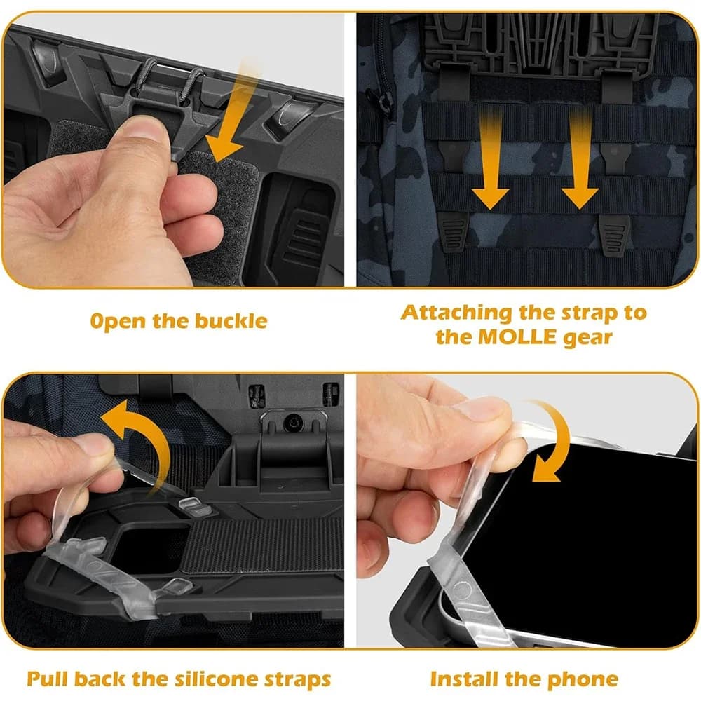 10 panneaux de navigation tactiques MOLLE pliables - Étuis pour cartes et supports téléphone 4.7-6.7 pouces