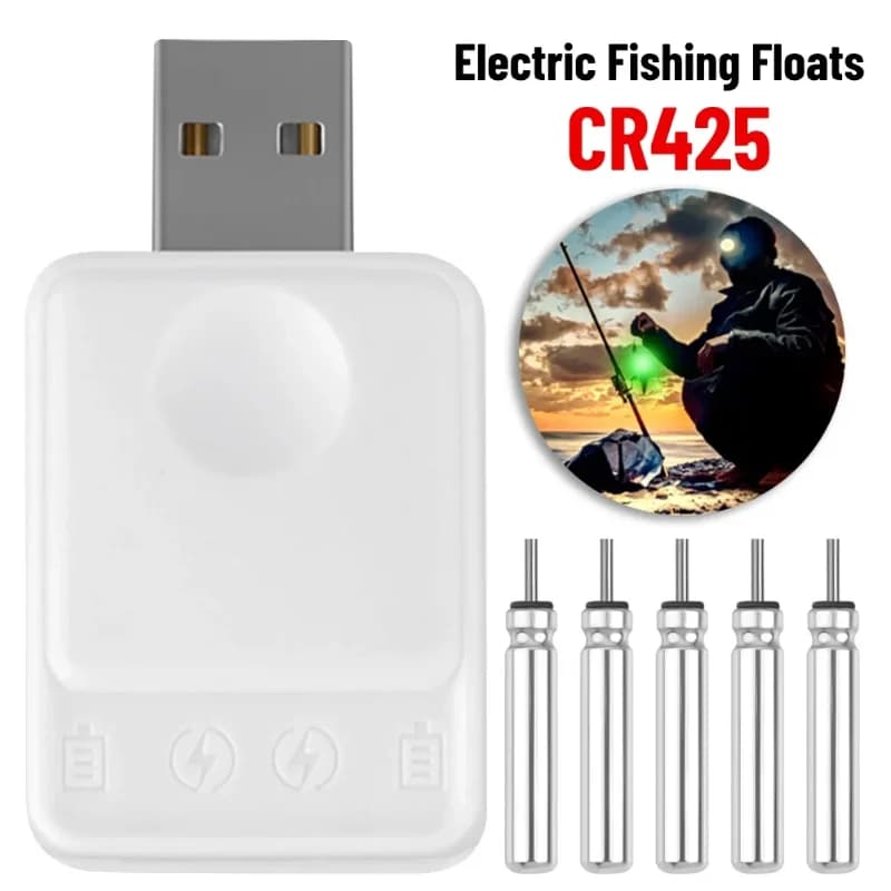Chargeur USB CR425 pour flotteurs de pêche électriques, bouée LED portable et accessoires de pêche