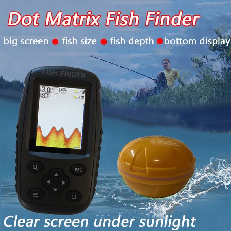 Sonar sans fil 200m capteur transducteur matrice points couleurs pour détection poissons profonds