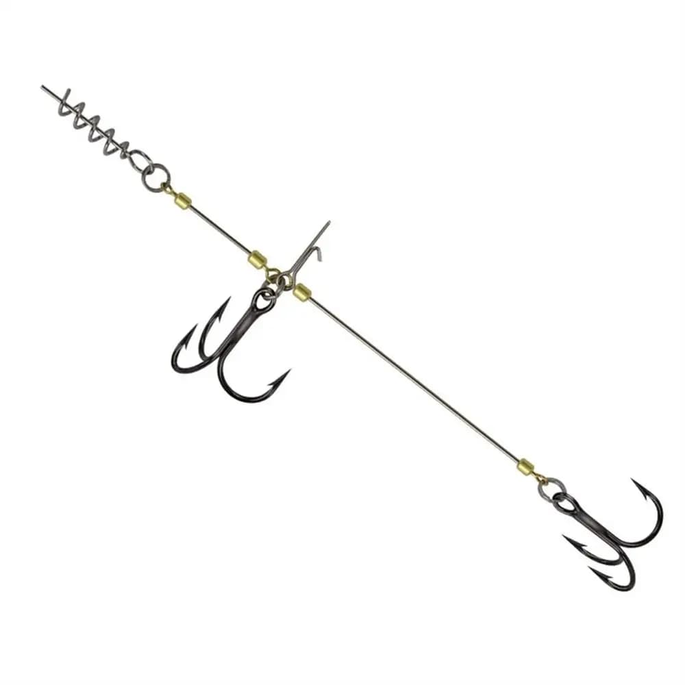 Hameçons assist avec vis et fil d'acier, rigs de pêche barbés pour appâts naturels et leurres