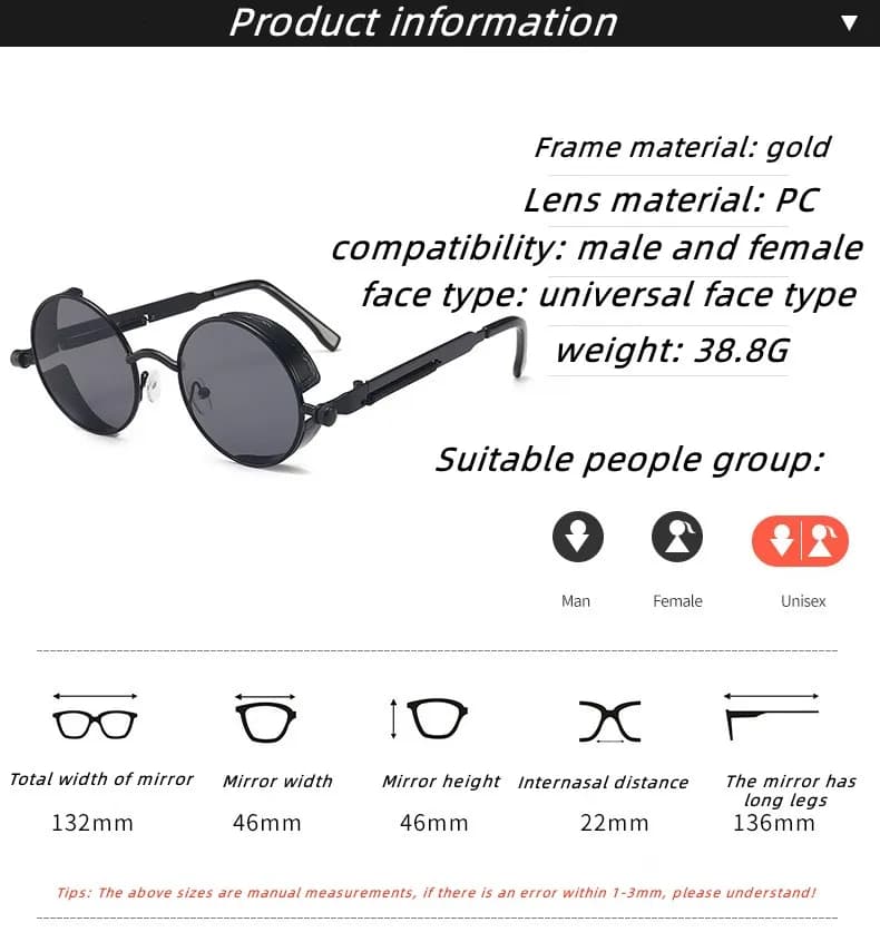 Lunettes de soleil rétro steampunk unisexe fashion pour pêche et outdoor protection UV style vintage tendance homme femme