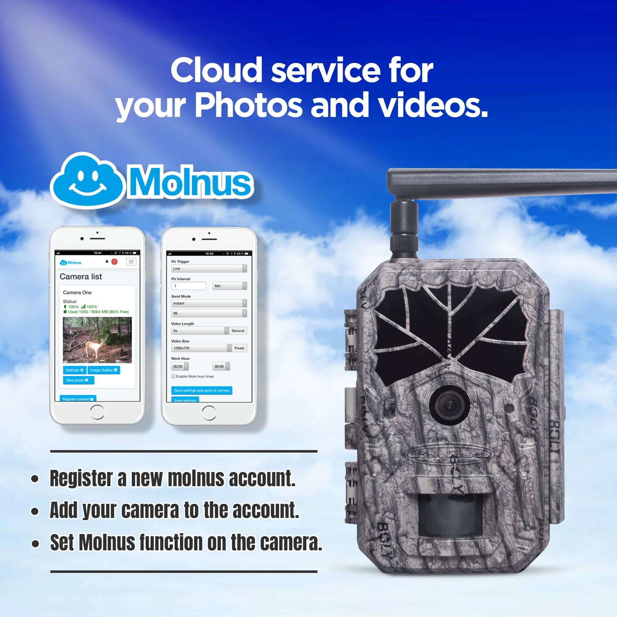 Caméra trail BolyGuard BG636 4G/LTE 36MP cloud Molnus étanche IP68 pour surveillance faune connectée