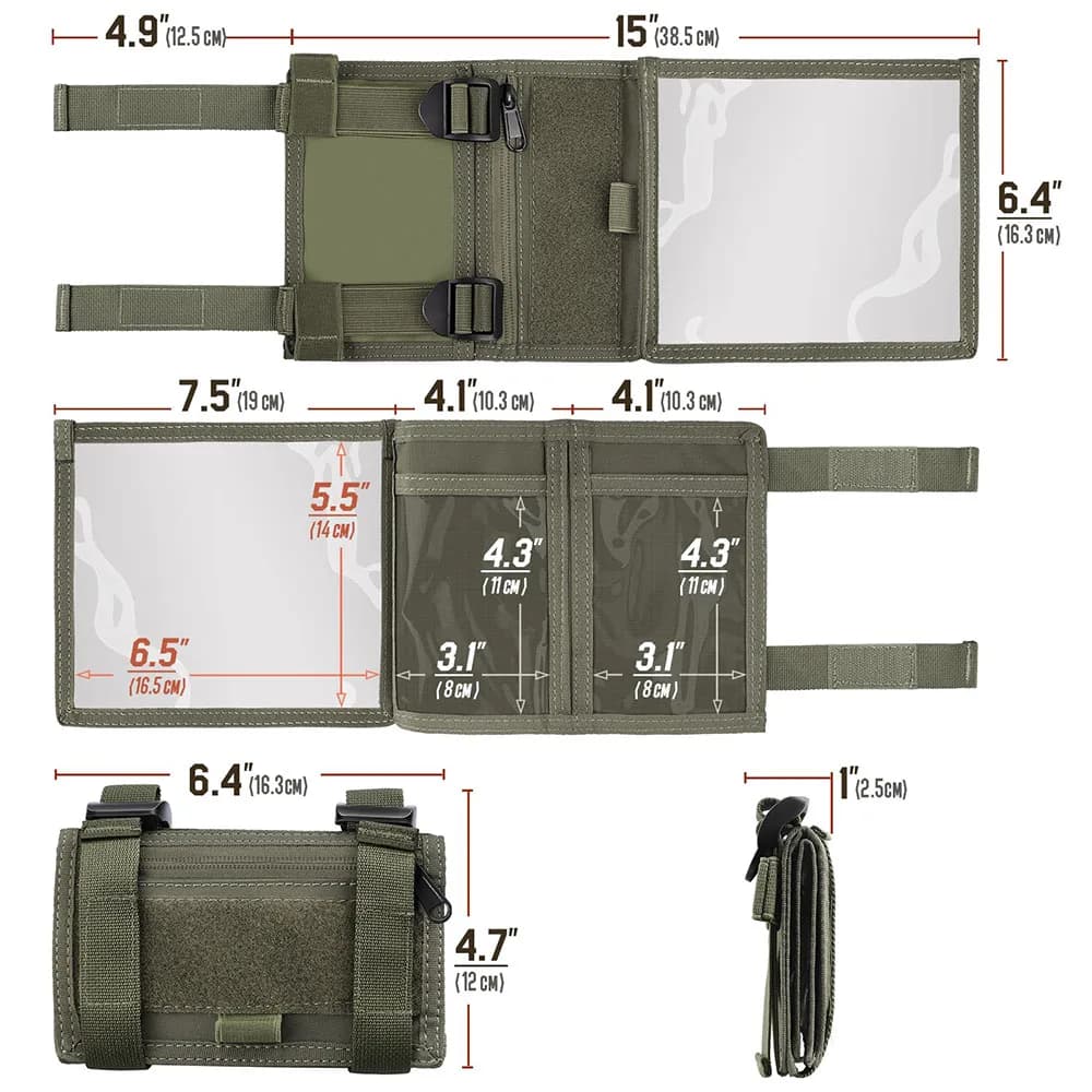 Étui carte tactique bras pour chasse et secours - Porte-carte militaire étanche mesure terrain