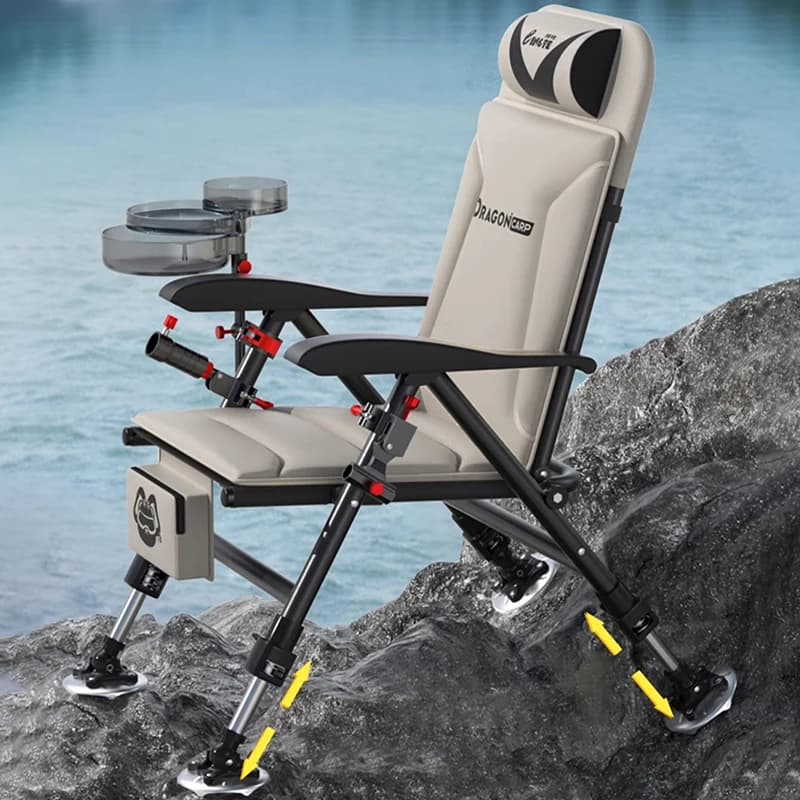 Nouvelle chaise pêche convertible assise/allongée - Set complet pliant multifonction pour pêche sauvage