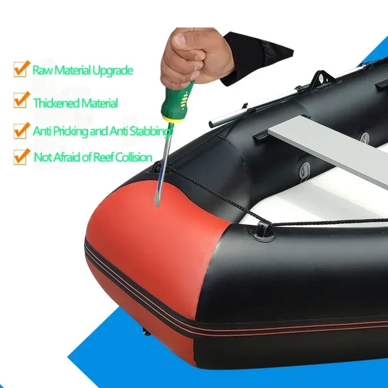 Kayak gonflable PVC 1.75-3.3m pour 1-6 personnes - Canoë pêche renforcé 0.7mm avec fond latté