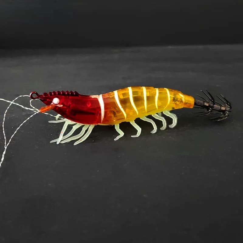 Leurre crevette lumineux Ackibbik pour pêche en mer - appât simulation crevette et seiche