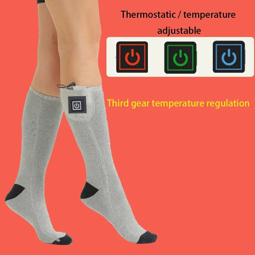 Chaussettes chauffantes électriques hiver pêche hommes femmes respirantes anti-froid rechargeables