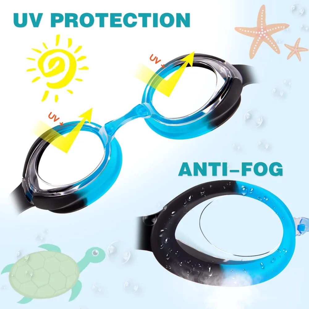 Lunettes de natation enfants étanches anti-buée anti-fuites filles garçons 3-14 ans réglage rapide sangle