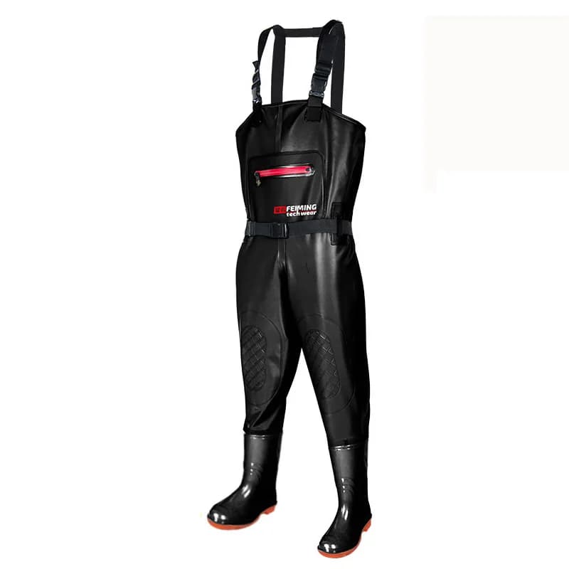 Waders de pêche PVC 3KG léger avec bottes étanches pour homme et femme combinaison noire équipement pêche leurres