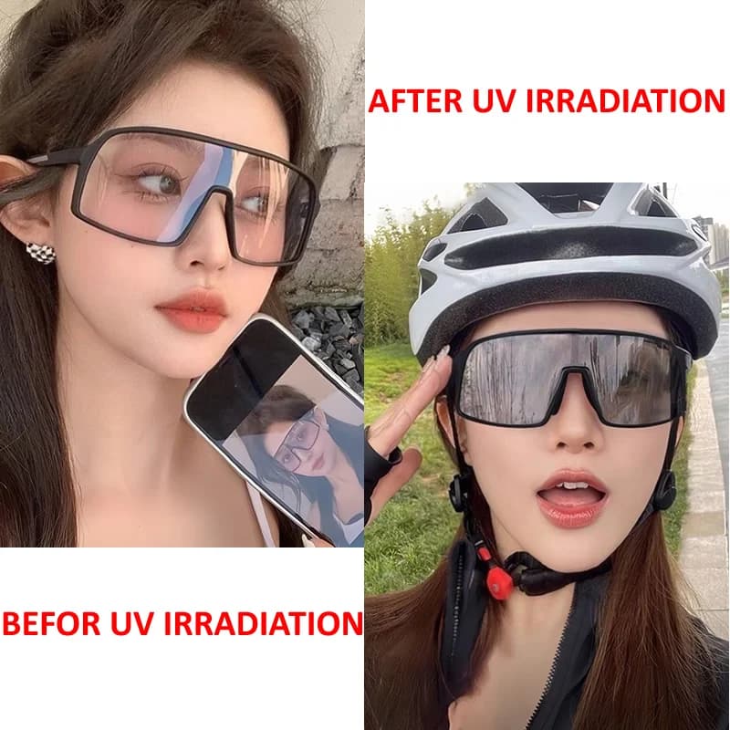 Lunettes sport polarisées photochromiques TR90 grand cadre - Pêche vélo MTB baseball protection UV400 homme femme
