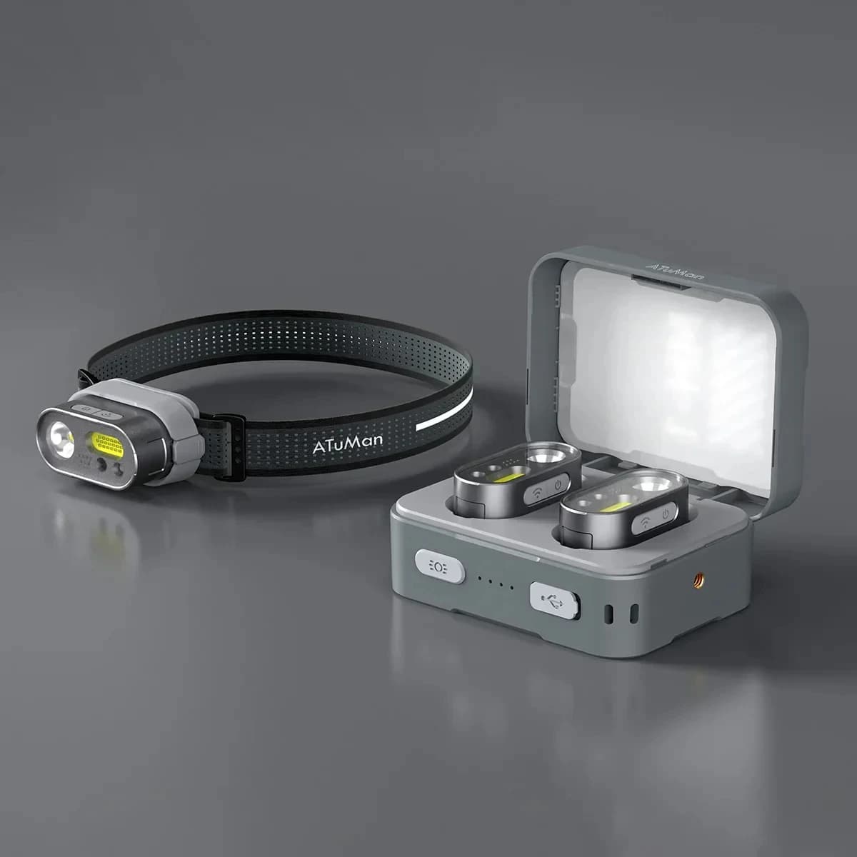 Lampe frontale multifonction ATuMan DUKA MH1 rechargeable USB pour pêche avec capteur COB LED