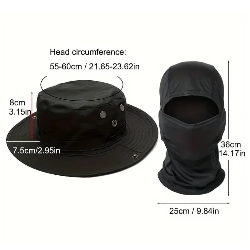 Chapeau camouflage pêche pliable à large bord - Bonnet boonie balaclava pour chasse et pêche