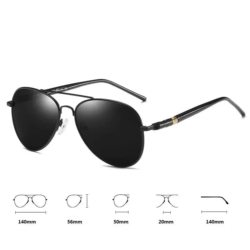 Lunettes aviateur polarisées luxe pêche conduite - Monture métal UV400 homme femme