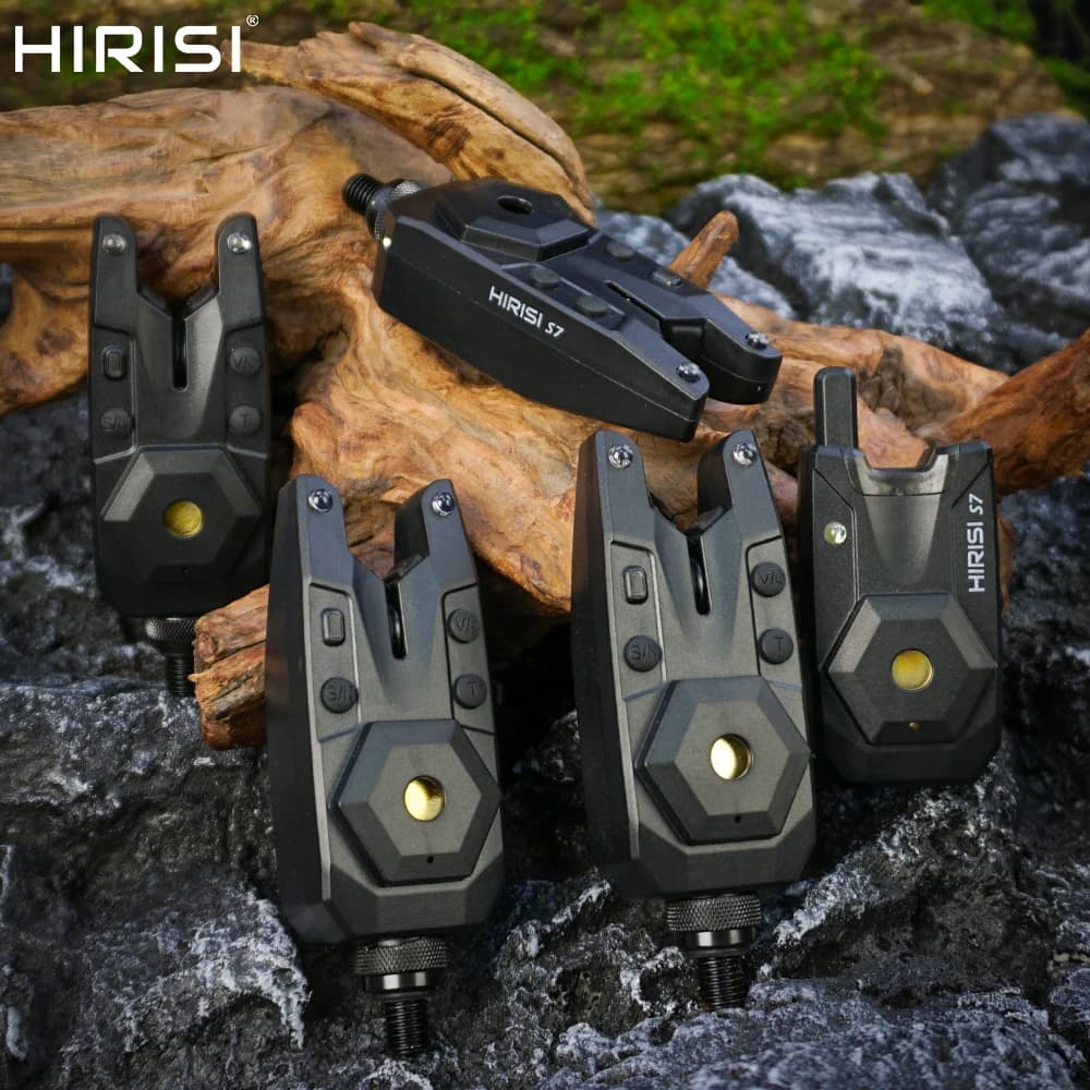 Kit d'alarme sans fil étanche Hirisi pour pêche à la carpe - Set 1+2 avec indicateur S7