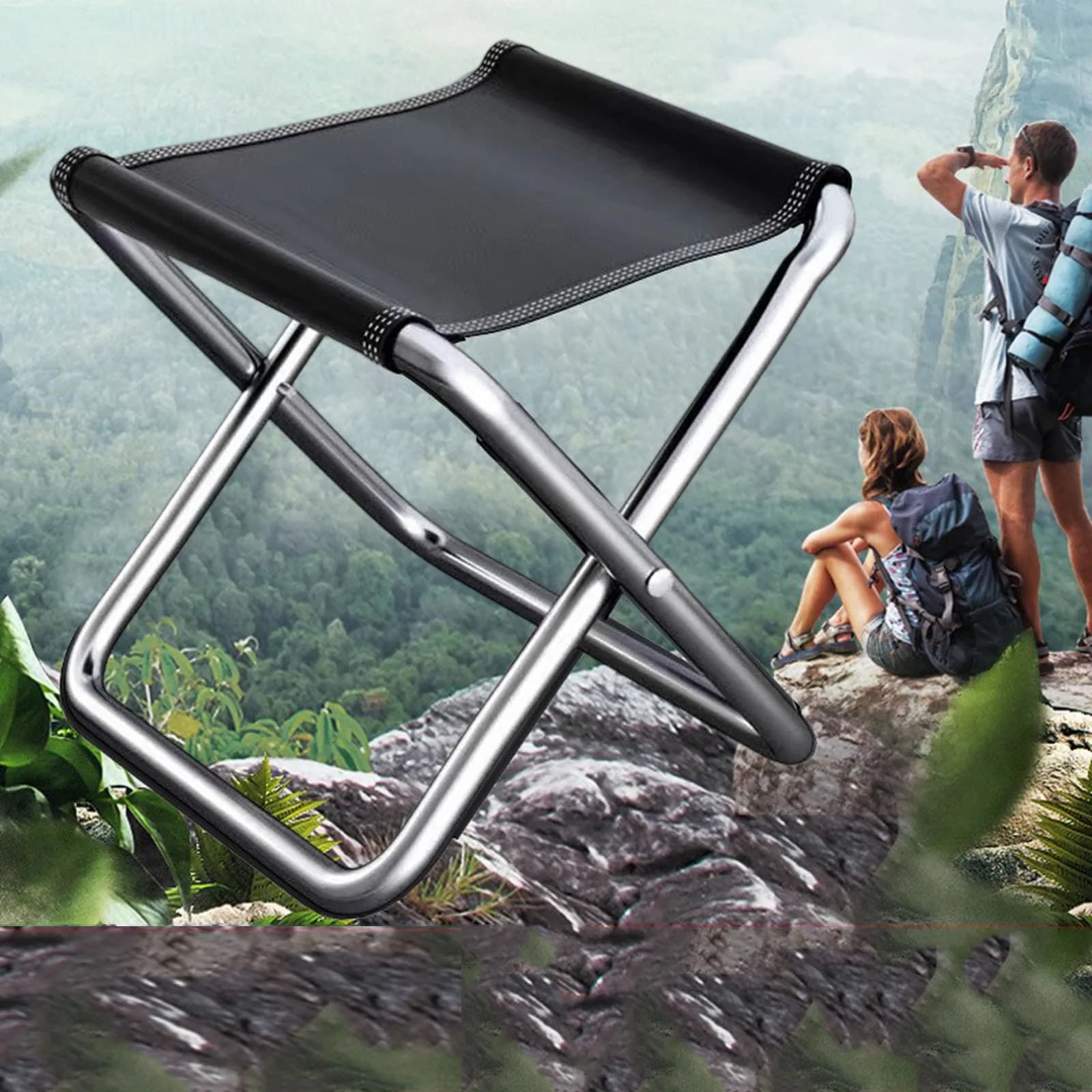 Tabouret de pêche pliant portable en aluminium ultra-léger pour camping pique-nique extérieur