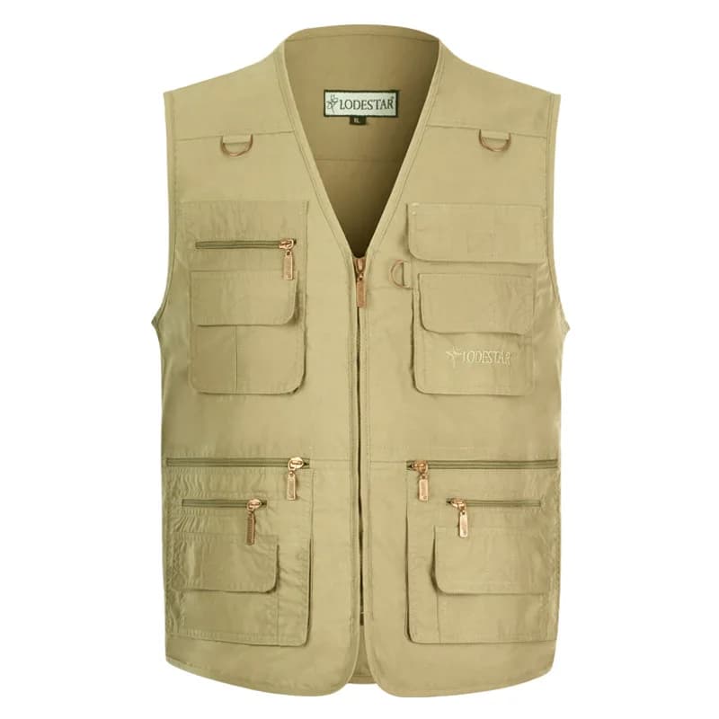 Veste de pêche homme 7XL été 16 poches, parka multi-poches coton pour randonnée et extérieur