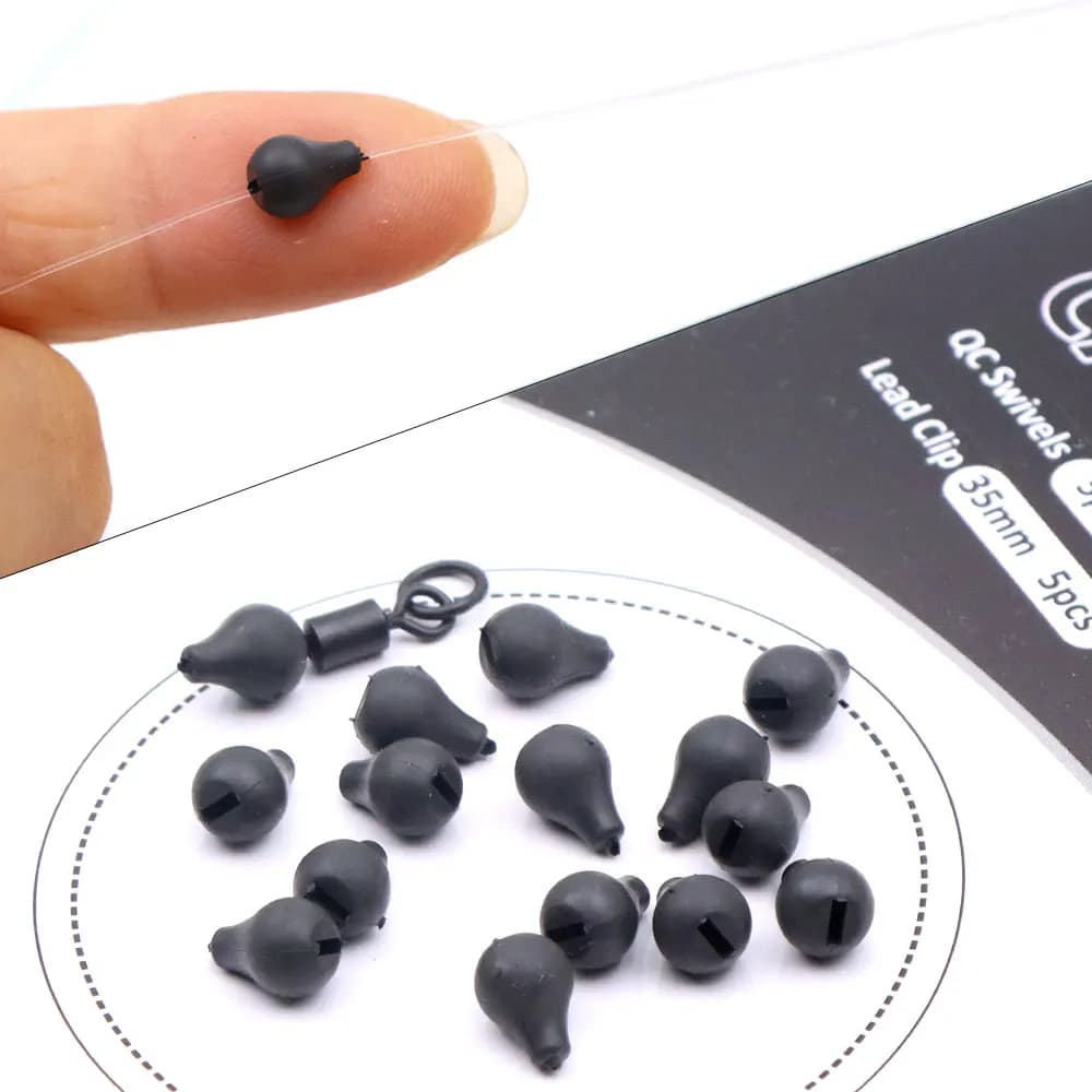 10 perles tungstène pour montage chod rig - Accessoires carpe fluorocarbone avec émerillon connecteur