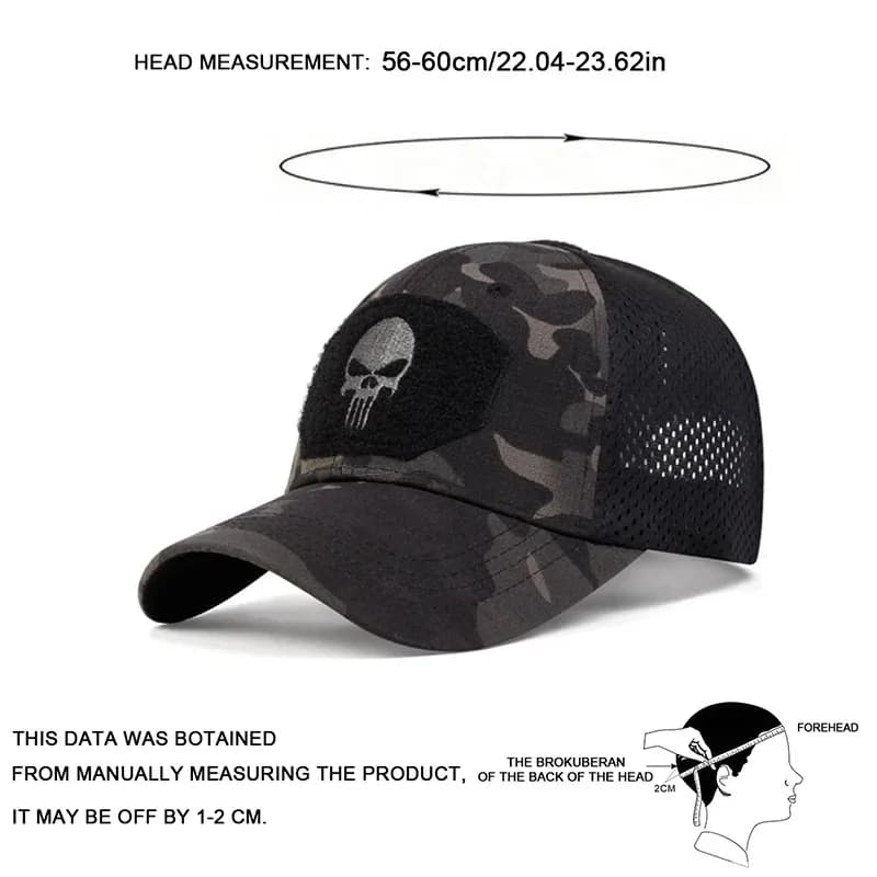 Casquette baseball brodée crâne printemps automne réglable - Protection UV pour pêche et outdoor