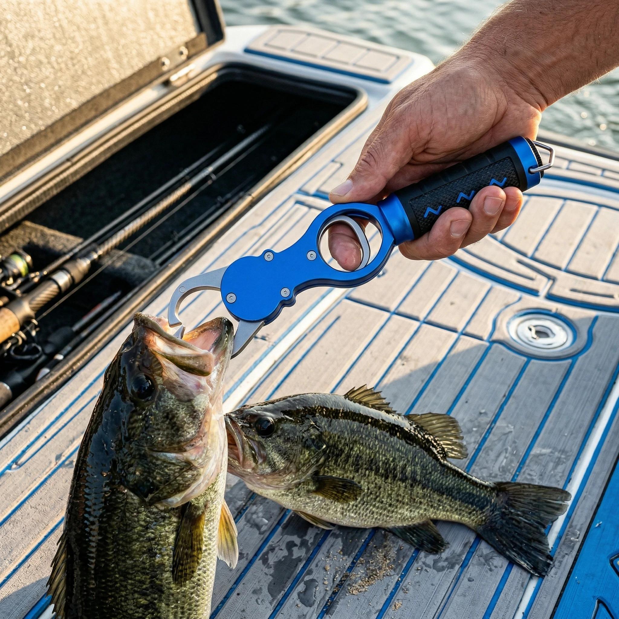 Pince à lèvres pour poisson avec balance 18kg en aluminium - Outil professionnel de pêche cadeau homme