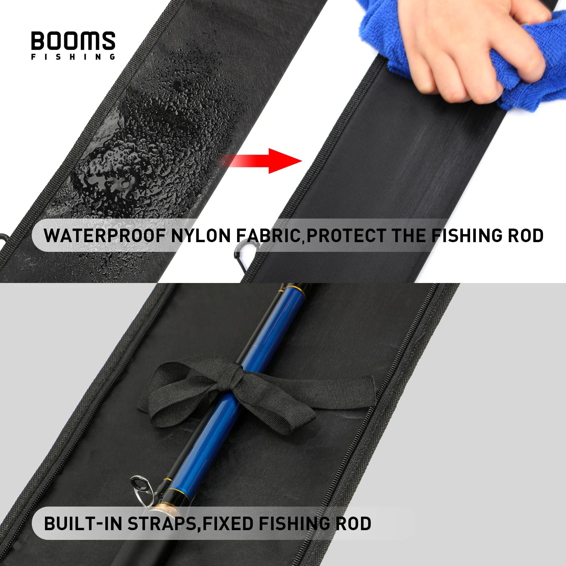 Sac pour cannes de pêche Booms Fishing PB3 étui de rangement 130 à 215 cm pliable pour outils de pêche