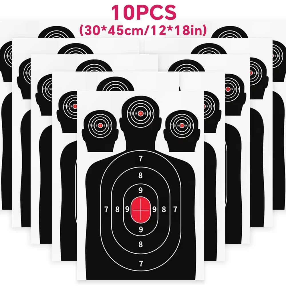 10 cibles papier silhouette 30x45cm pour stand tir pêche arc pistolet fusil - Accessoire polyvalent