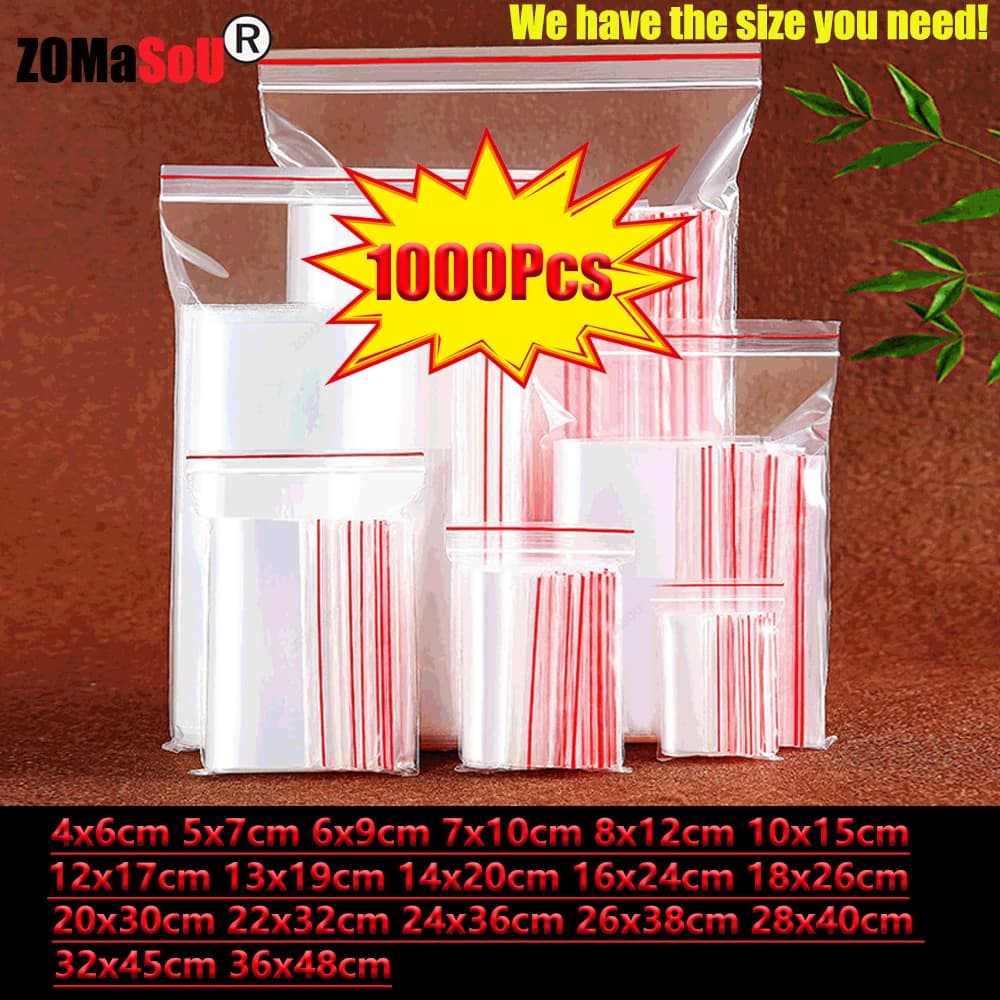 Sacs ziplock transparents 1000 pièces rangement appâts pêche - Sachets refermables étanches pour amorce