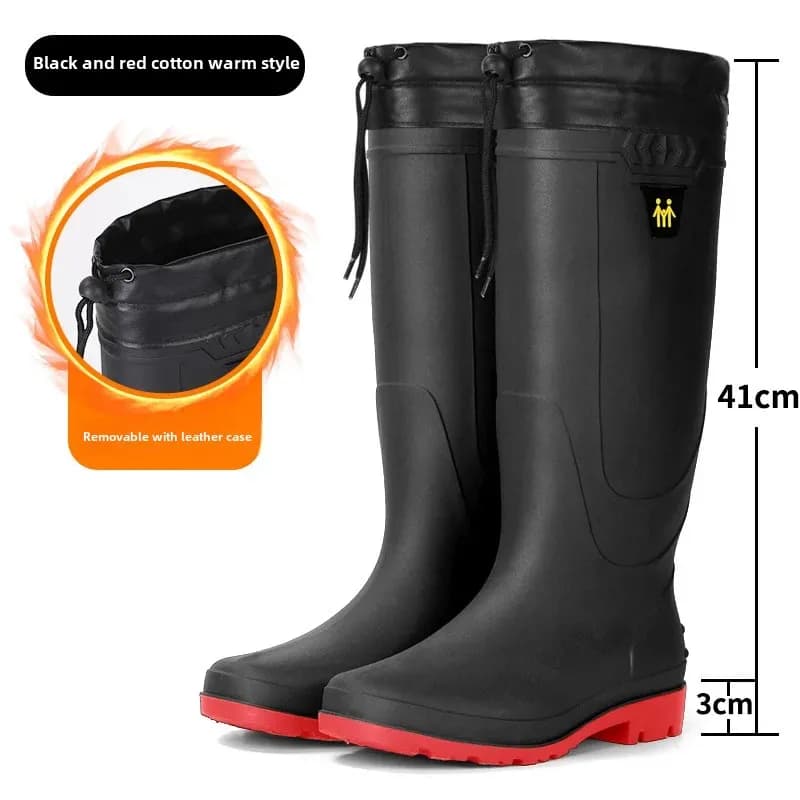 Bottes pluie homme grande taille mode imperméables longue tige polaire haute antidérapant cuisine