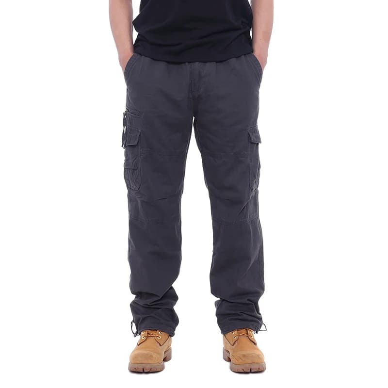 Pantalon cargo 100% coton multi-poches élastique pour pêche et randonnée 2025