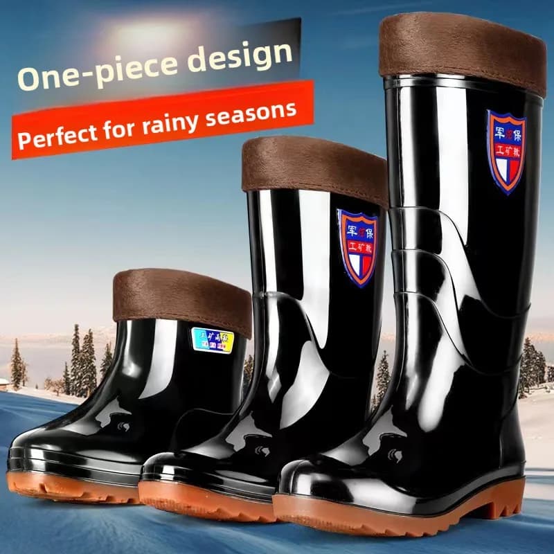 Bottes de pêche imperméables fourrées mi-hautes anti-dérapantes pour cuisine et travail