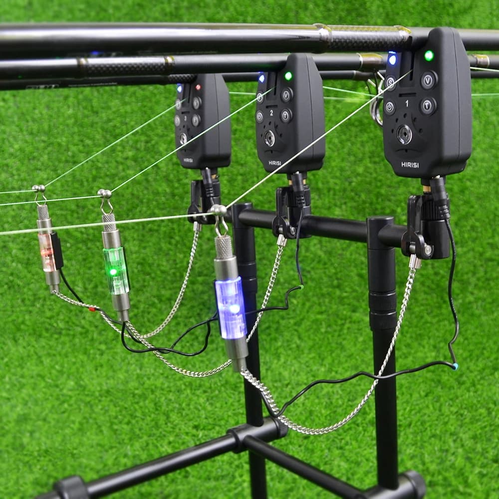 Alarme de touche sans fil 1+4 set avec 4 swingers lumineux en boîtier EVA pour pêche à la carpe