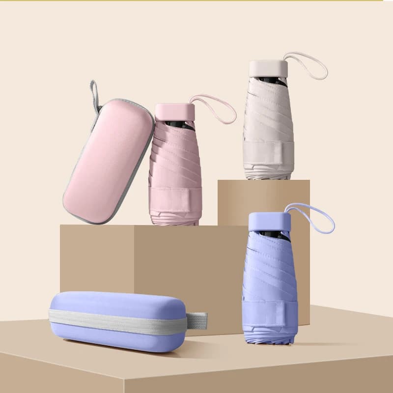 Mini parapluie poche 5 plis ultra compact pour femme léger protection soleil pluie pêche