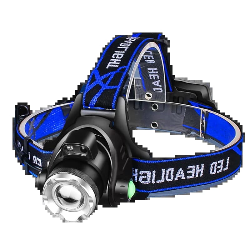 Lampe frontale LED zoomable télescopique étanche rechargeable pêche camping portable