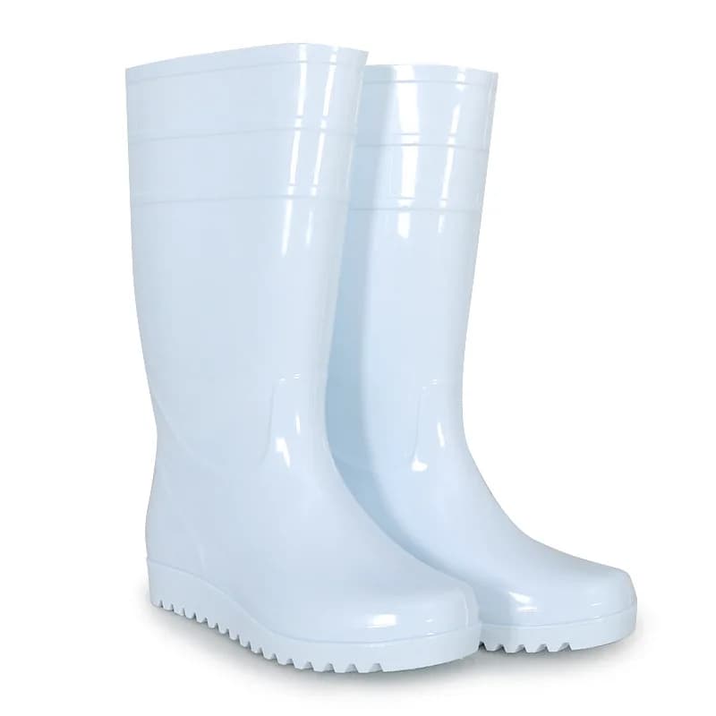 Bottes de pluie cuisine épaisses en tendon de vache grade alimentaire antidérapantes blanc mi-mollet