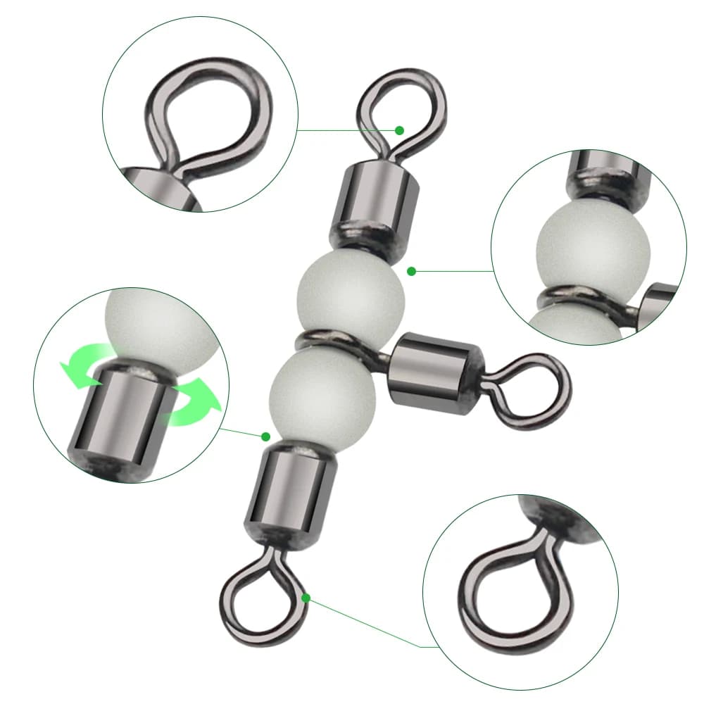 10 pièces triple émerillons roulements à billes DNDYUJU pour accessoires de pêche solides et connecteurs hameçons