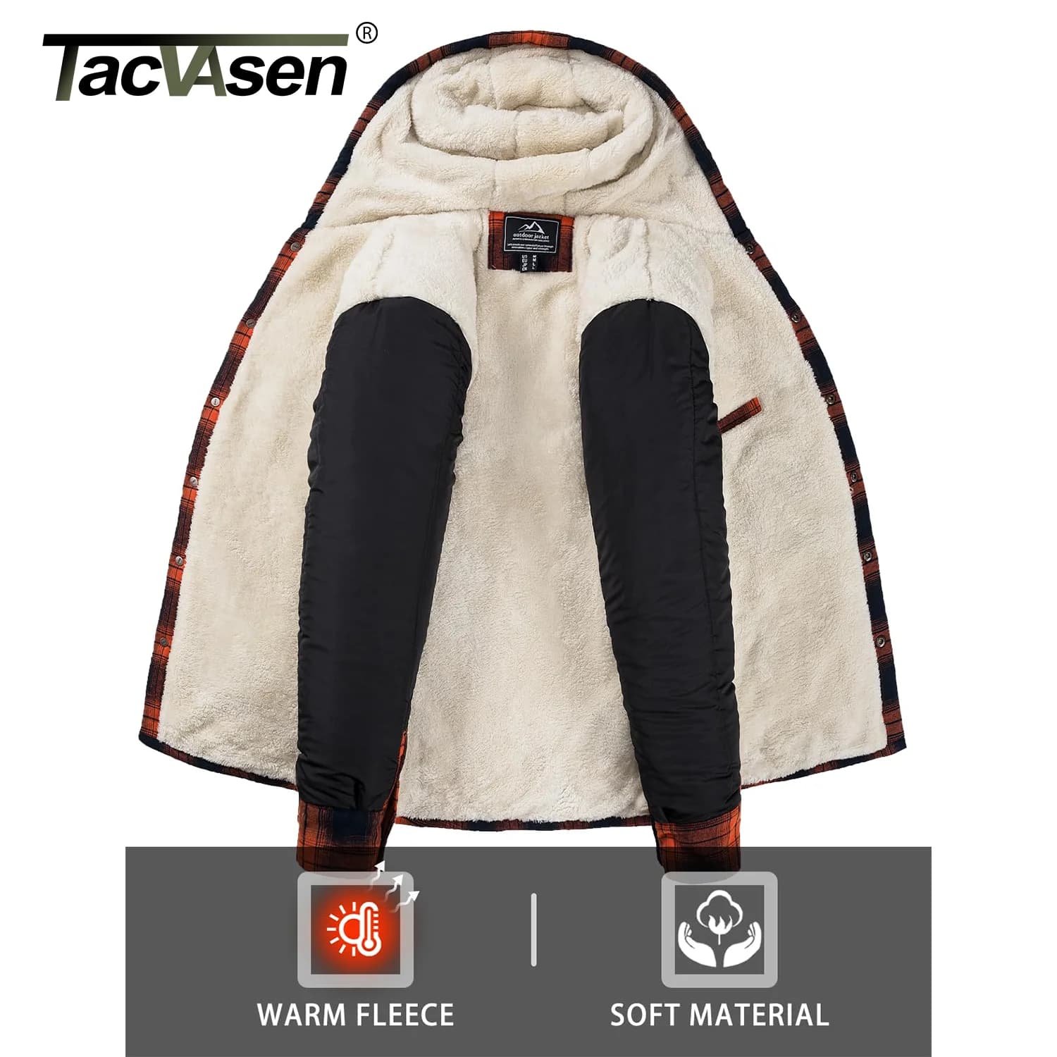 Veste polaire épaisse Sherpa pour pêche hiver - Veste à carreaux homme boutonnée chaude