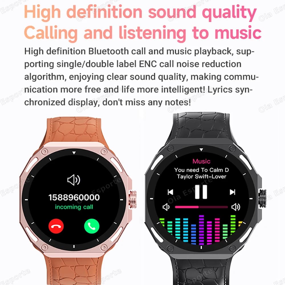 Smartwatch 2025 avec 7 bracelets pour pêche : écran AMOLED 1.52", GPS, étanche 5ATM, appels, menu 3D