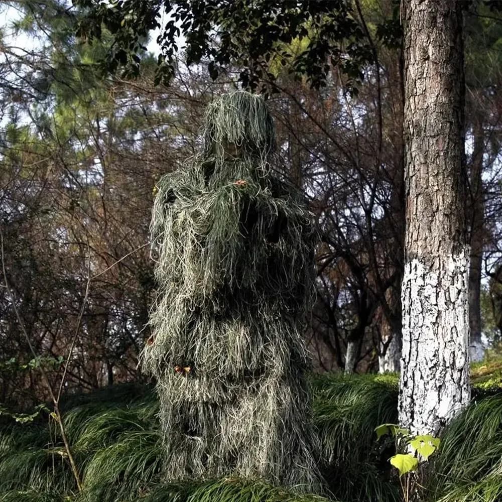 Ensemble ghillie adulte 5 pièces camouflage - Tenue complète pêche observation oiseaux chasse